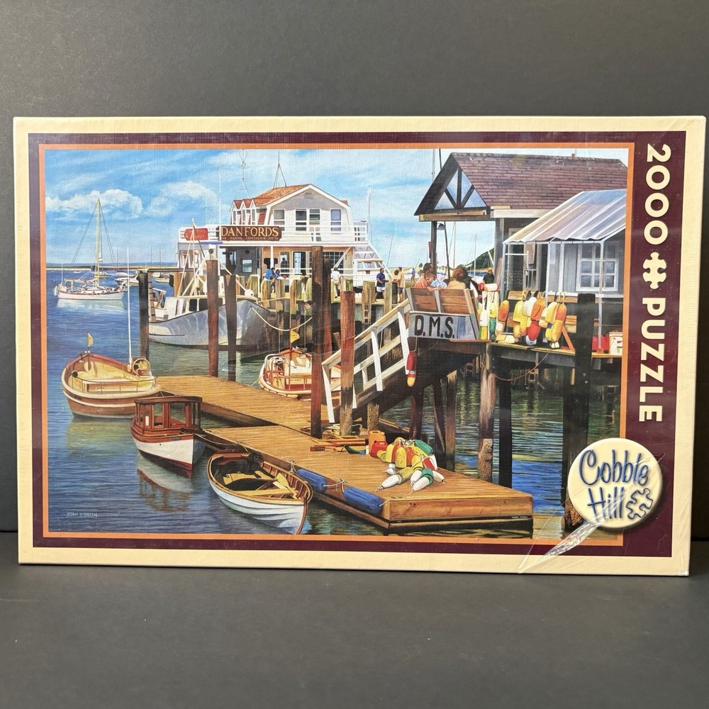 Cobble Hill 2000 Piece Puzzle Summer Pier New Sealed Boats Nautical Coastal